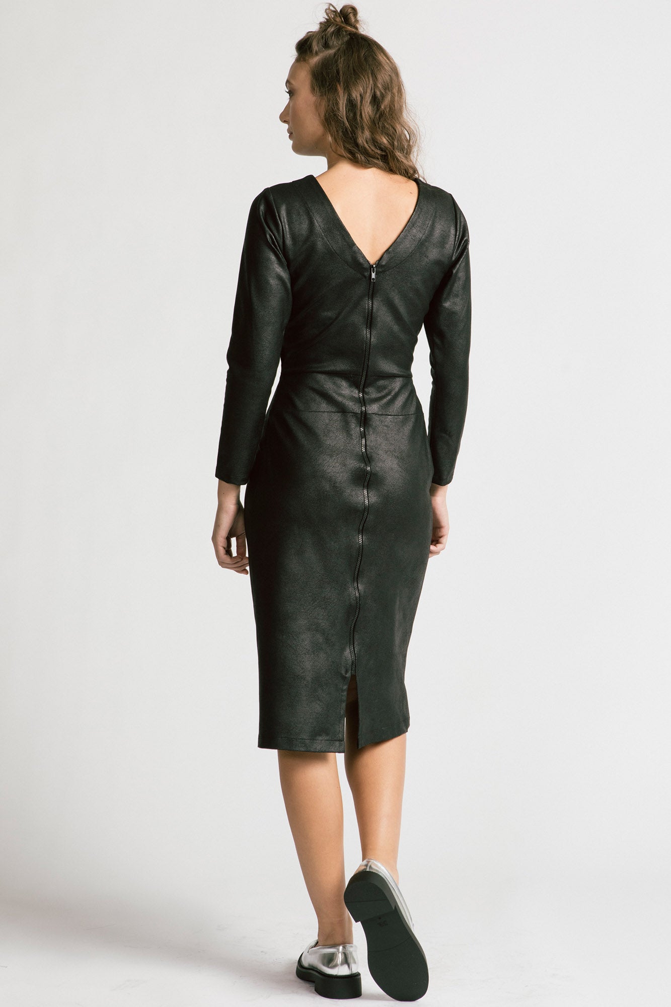 Black Faux Leather Look Expectations Dress Leather Black Faux Leather Look Expectations Dress Leather