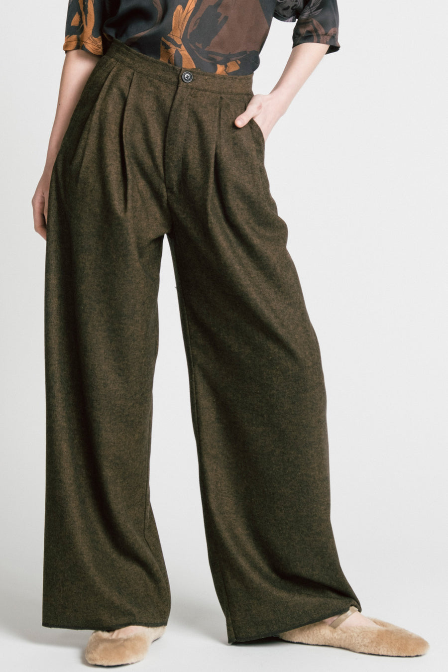 Memory Pants Brown Herringbone