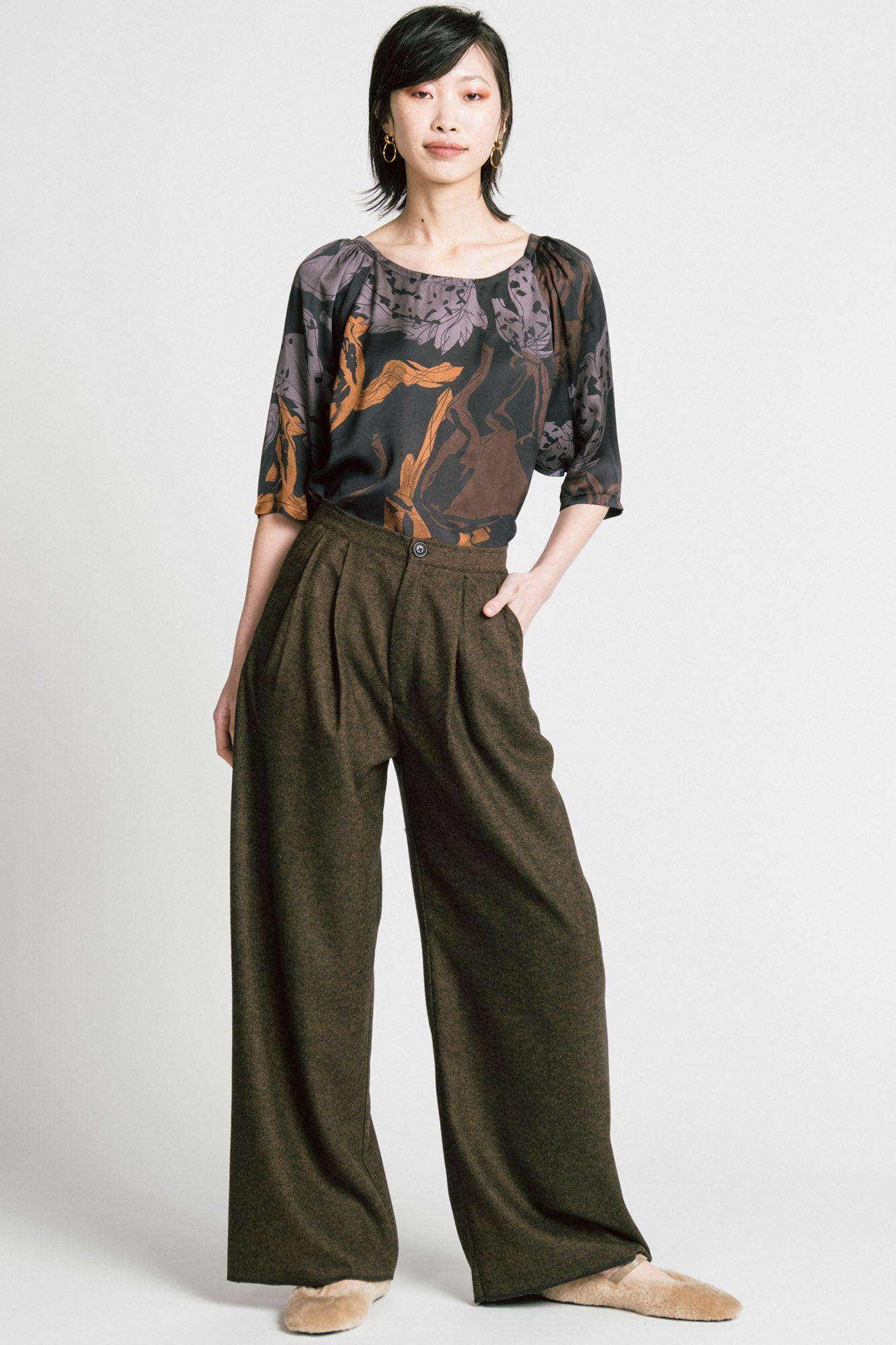 Memory Pants Brown Herringbone