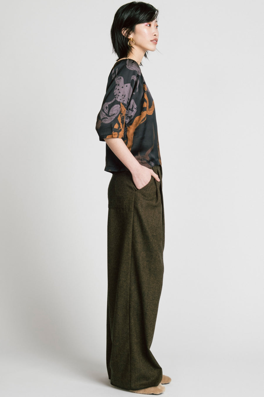 Memory Pants Brown Herringbone