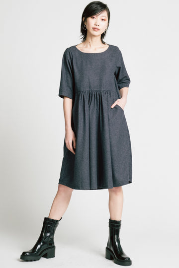 Period Dress Denim Pinstripe