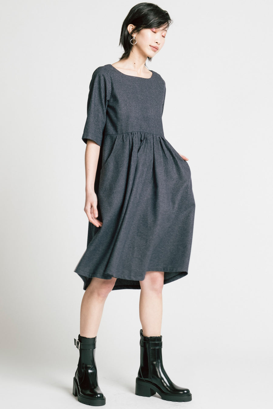 Period Dress Denim Pinstripe