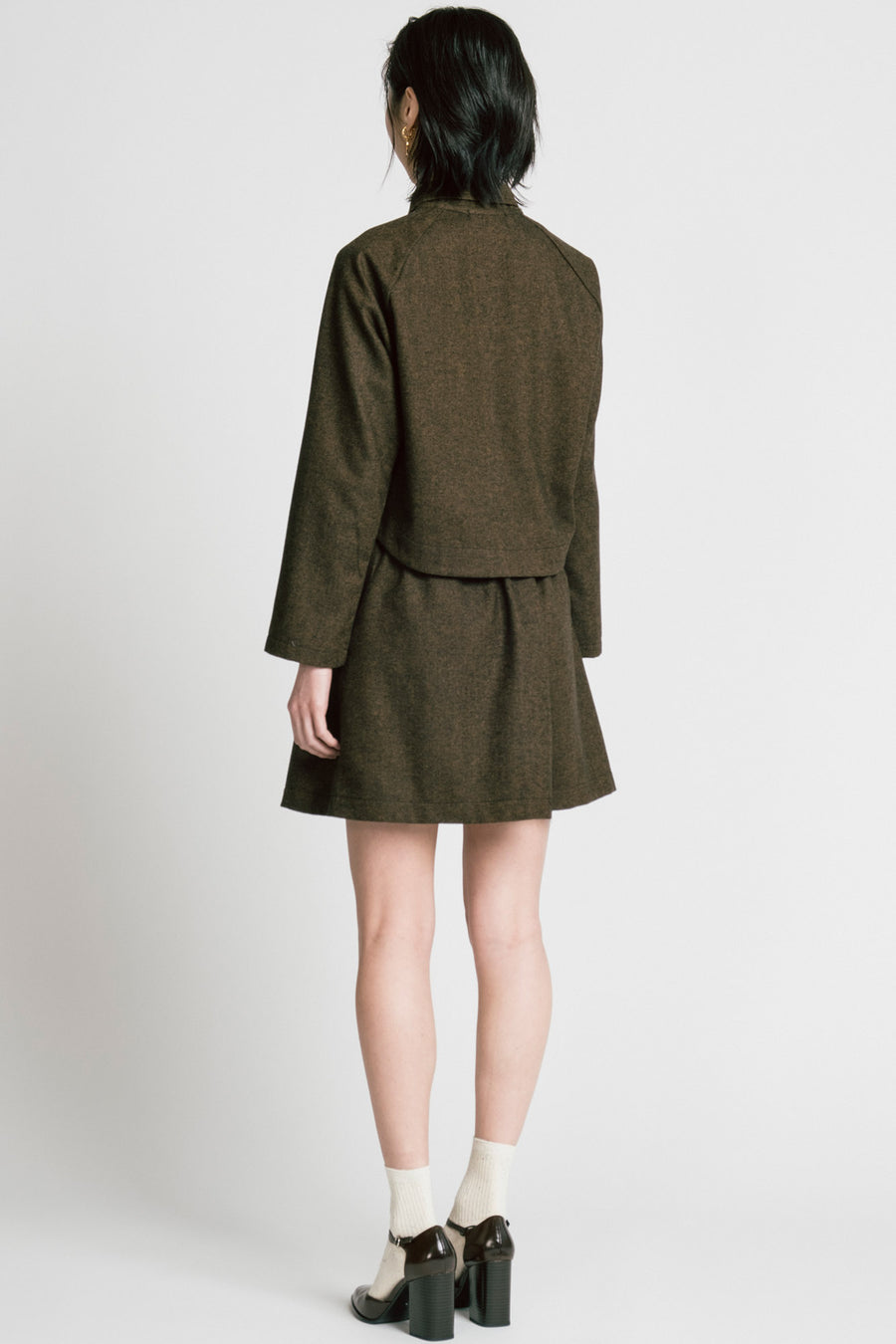 Trouble Skirt Brown Herringbone