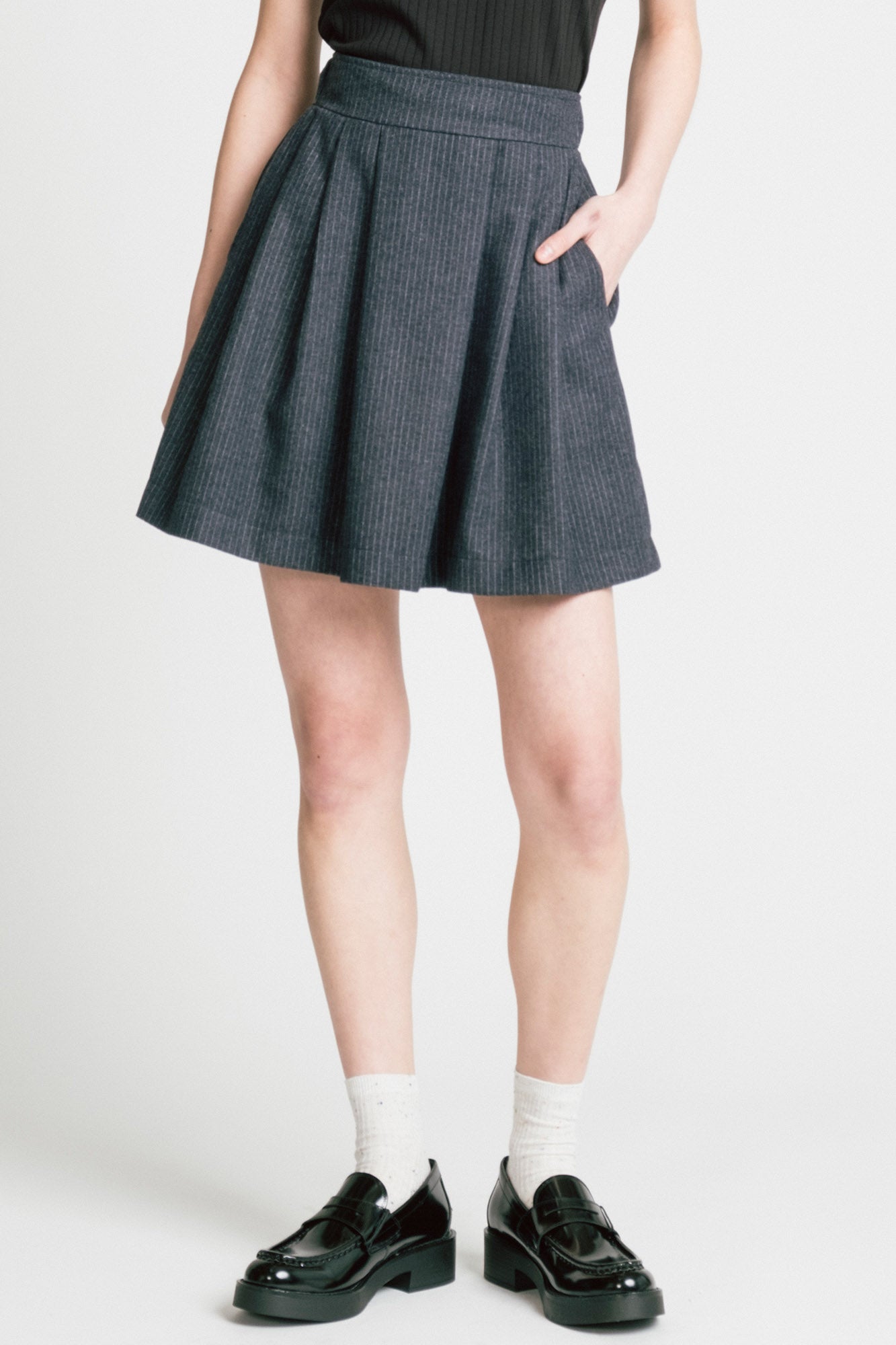 Trouble Skirt Denim Pinstripe