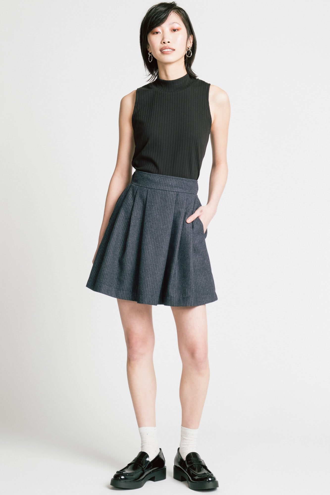 Trouble Skirt Denim Pinstripe