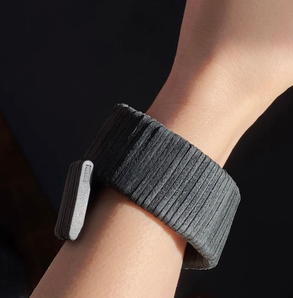 Ribbed Cuff Bracelet in Wine