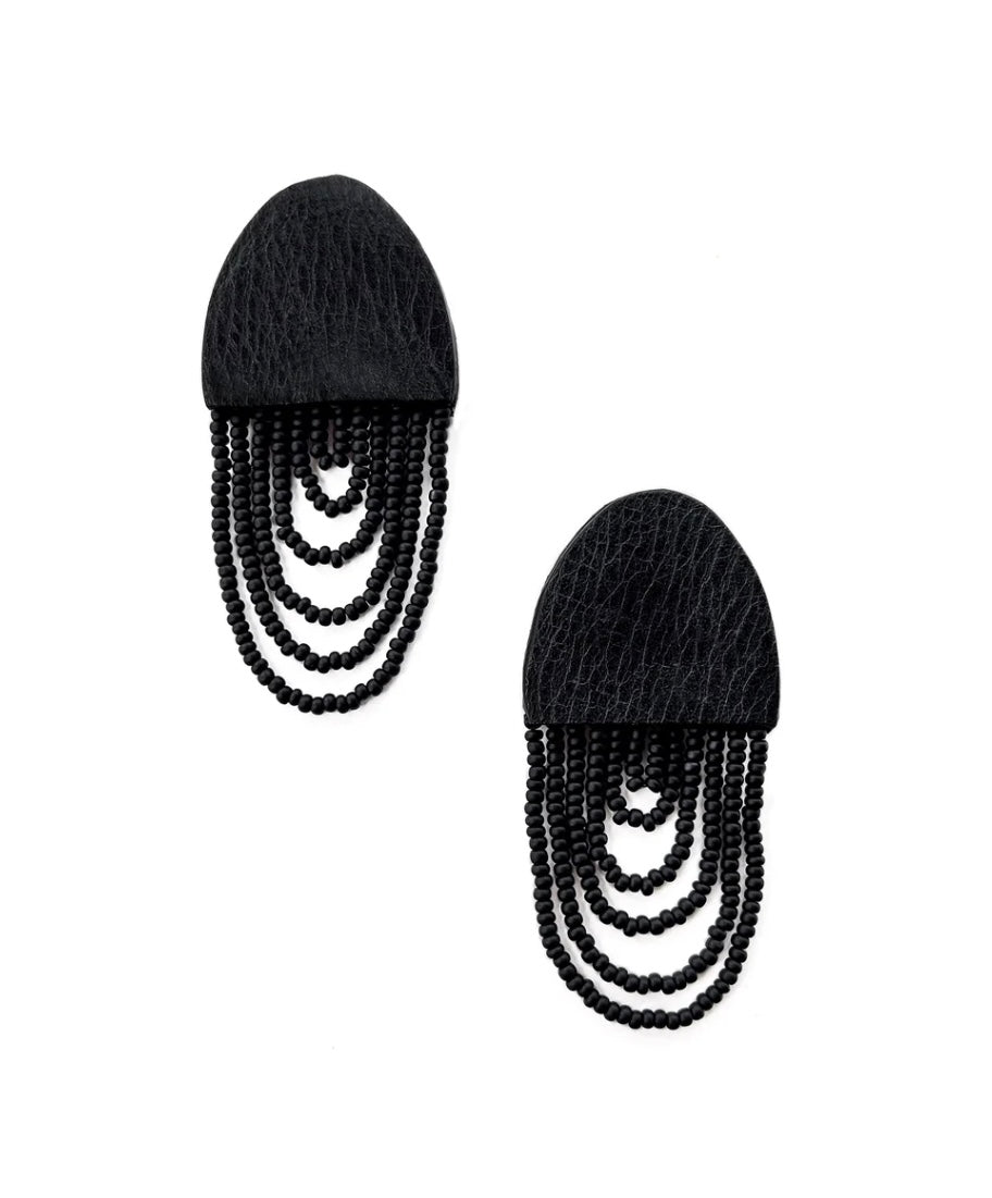 Aura Glass Bead Earrings in Black