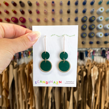 Scandinazn | Tiered Orbit Earrings in Dark Green