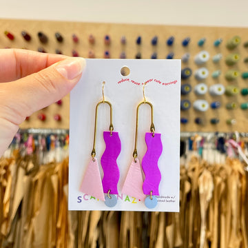 Scandinazn | Squiggle Earrings in Fuchsia and Pink