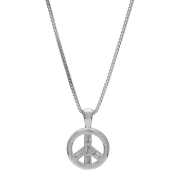 Sarah Mulder | Peace Sign Necklace, Rhodium